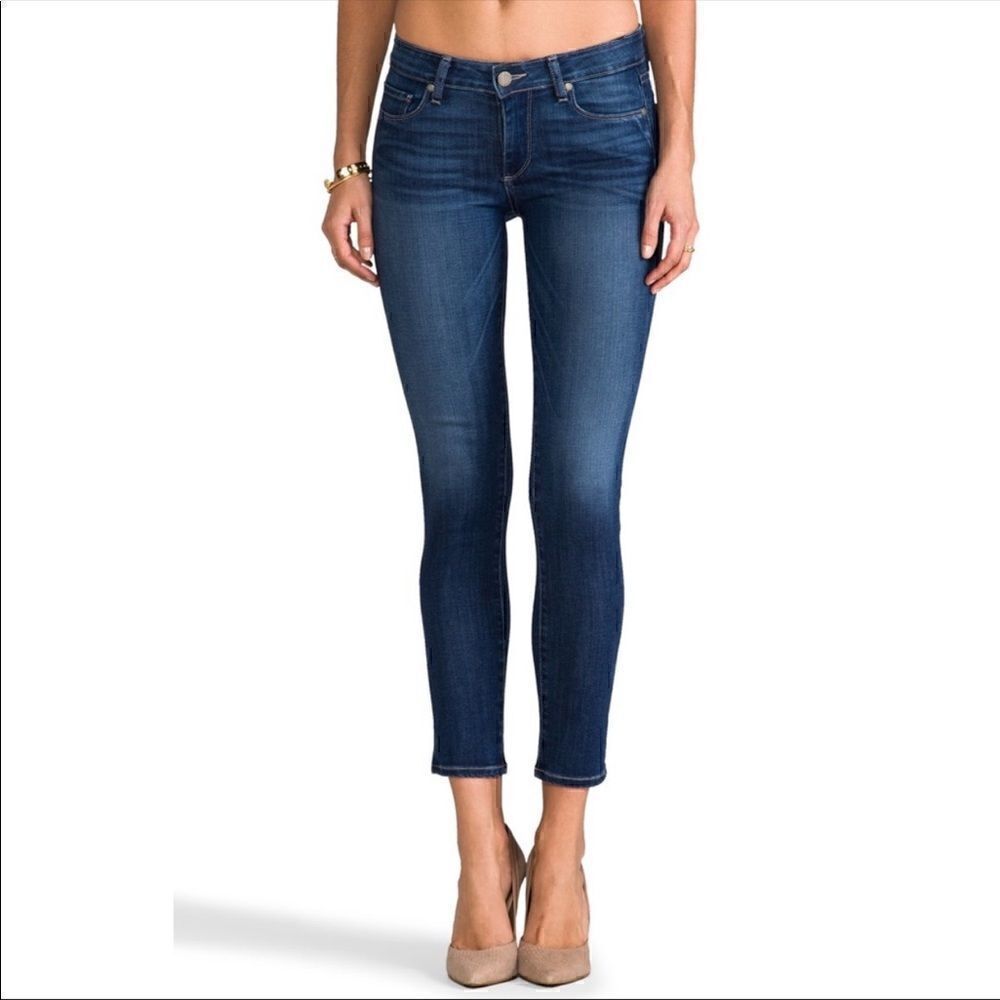 Paige Denim Skyline Ankle Peg Jeans Medium Dark Wash Mid-Rise Size 25